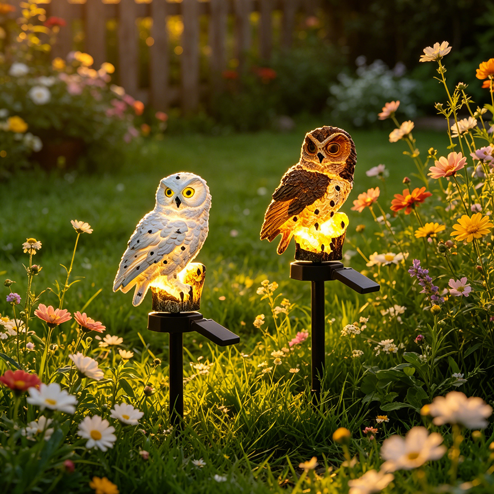 Lighting Decor Outdoor - Owl Solar Light, Resin Owl Ground