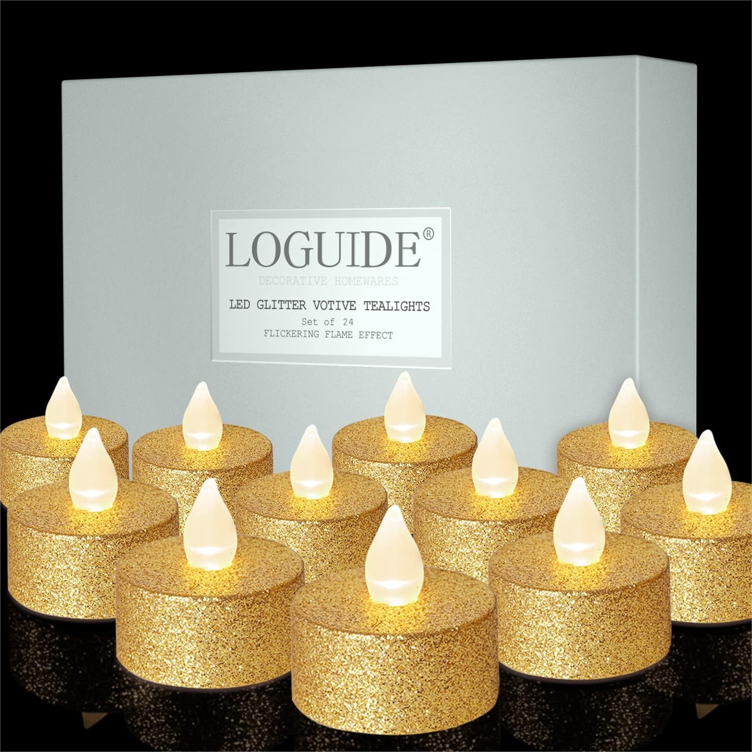 Lighting Home Decor Products - Gold LED Tea Lights, 24 Pack