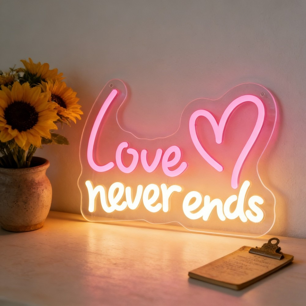 Bedroom Lighting Decor Ideas - Love Never Ends LED Neon Sign