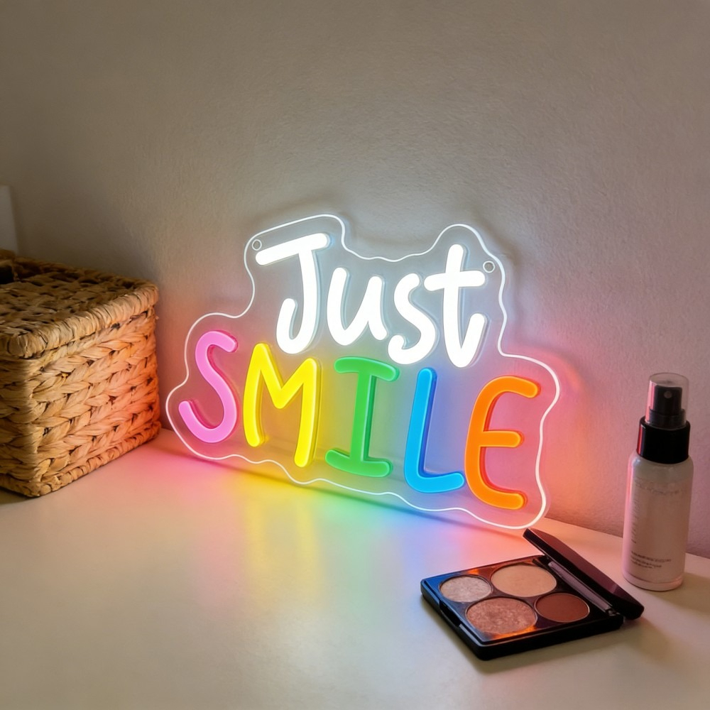 Bedroom Lighting Decor Ideas - Just Smile Neon Sign USB Dimmable