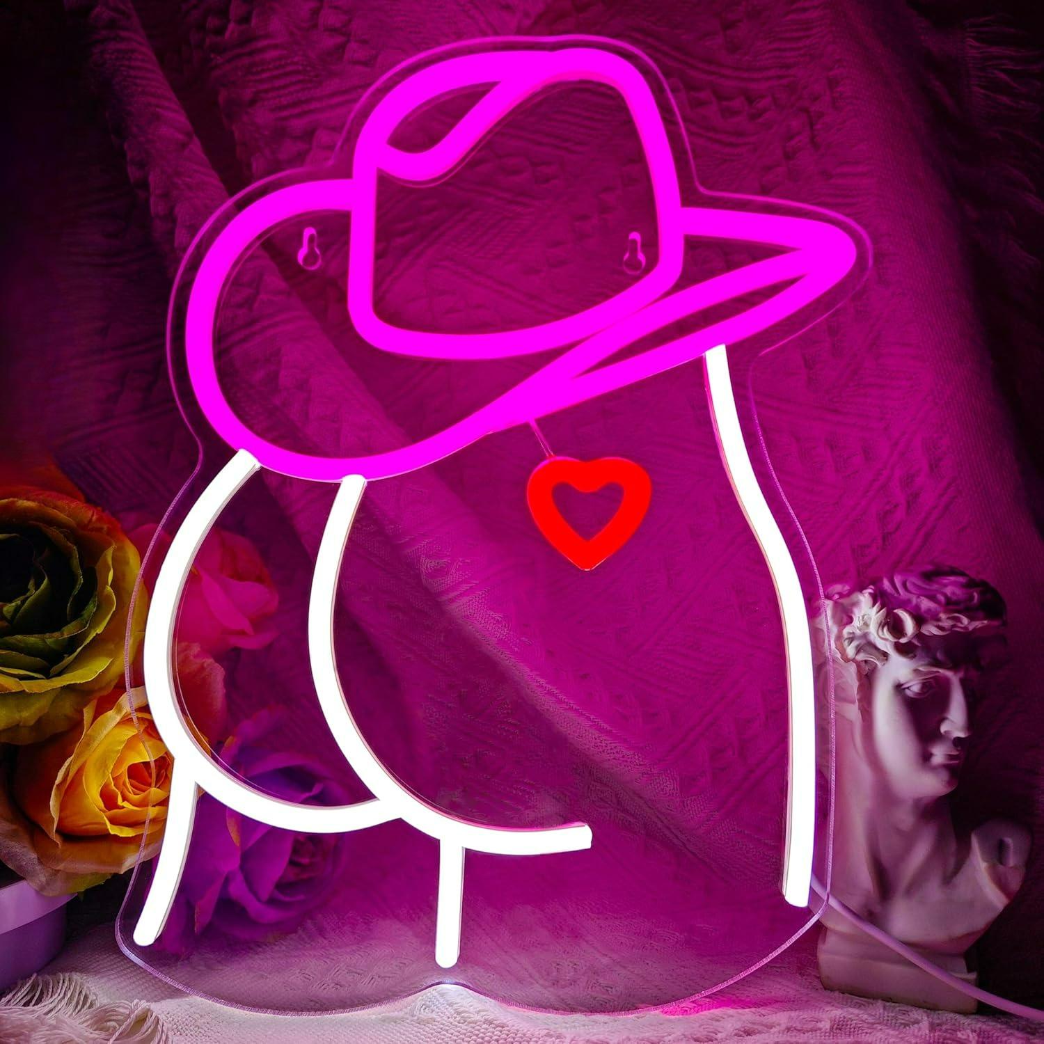 Led Lighting Wall Decor - Cowgirl Neon Sign Dimmable LED Light