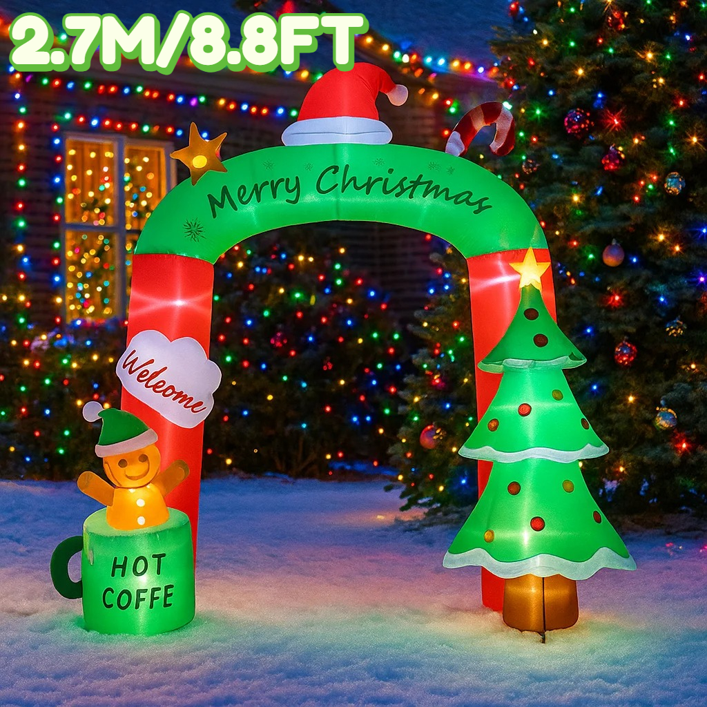 Lighting Tree Decor - 2.7M/8.8FT Inflatable Christmas Archway Tree Coffee