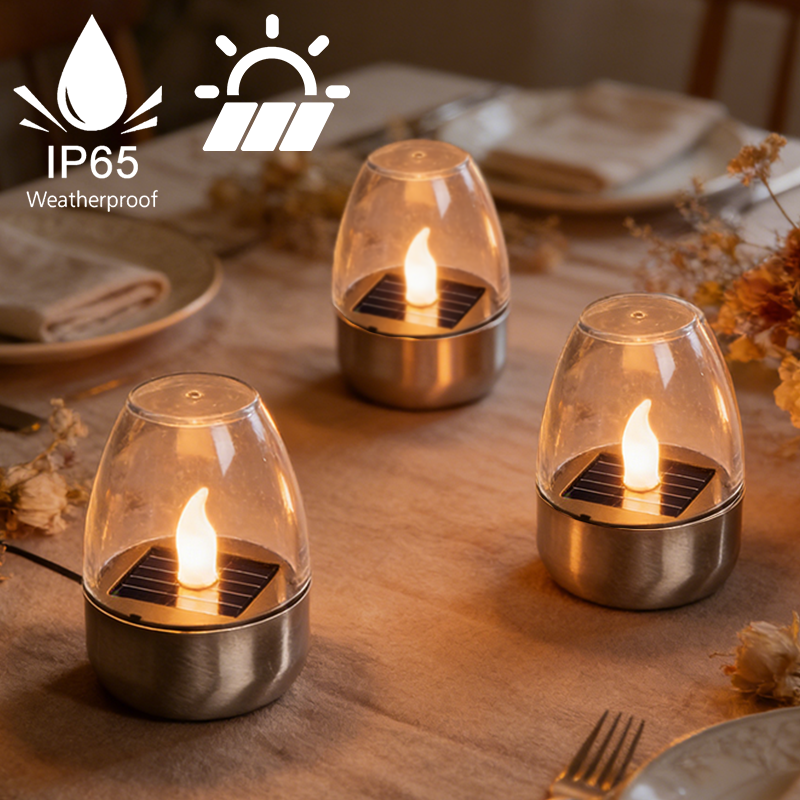 Outdoor Lighting Wedding Decor - LED Solar Candles Light Flameless Rechargeable
