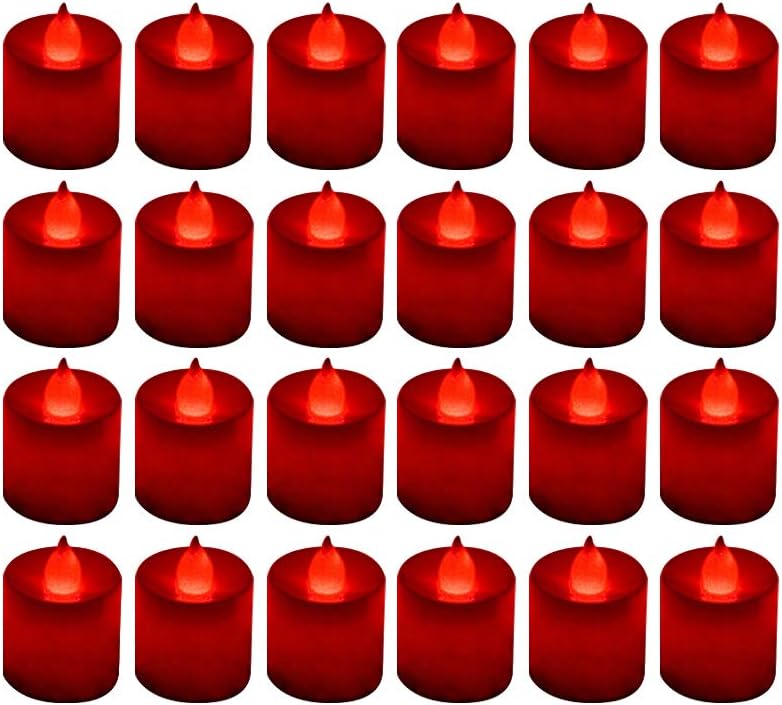 Decor Lighting Pack - 24 Pack Flickering Red LED Tea