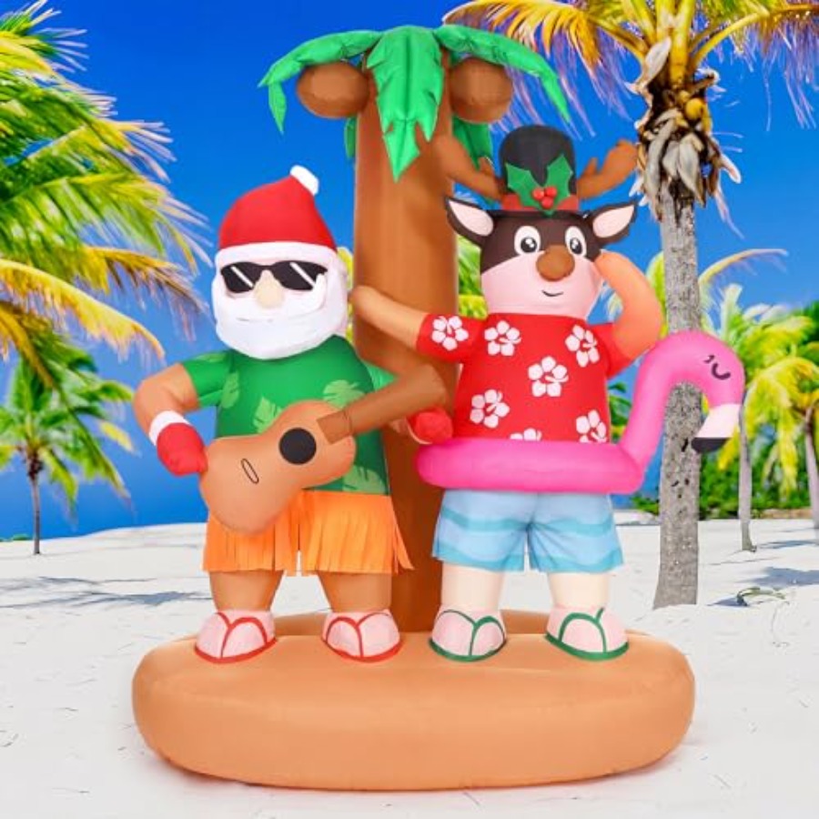 Lighting Tree Decor - Outdoor inflatable palm tree Santa and