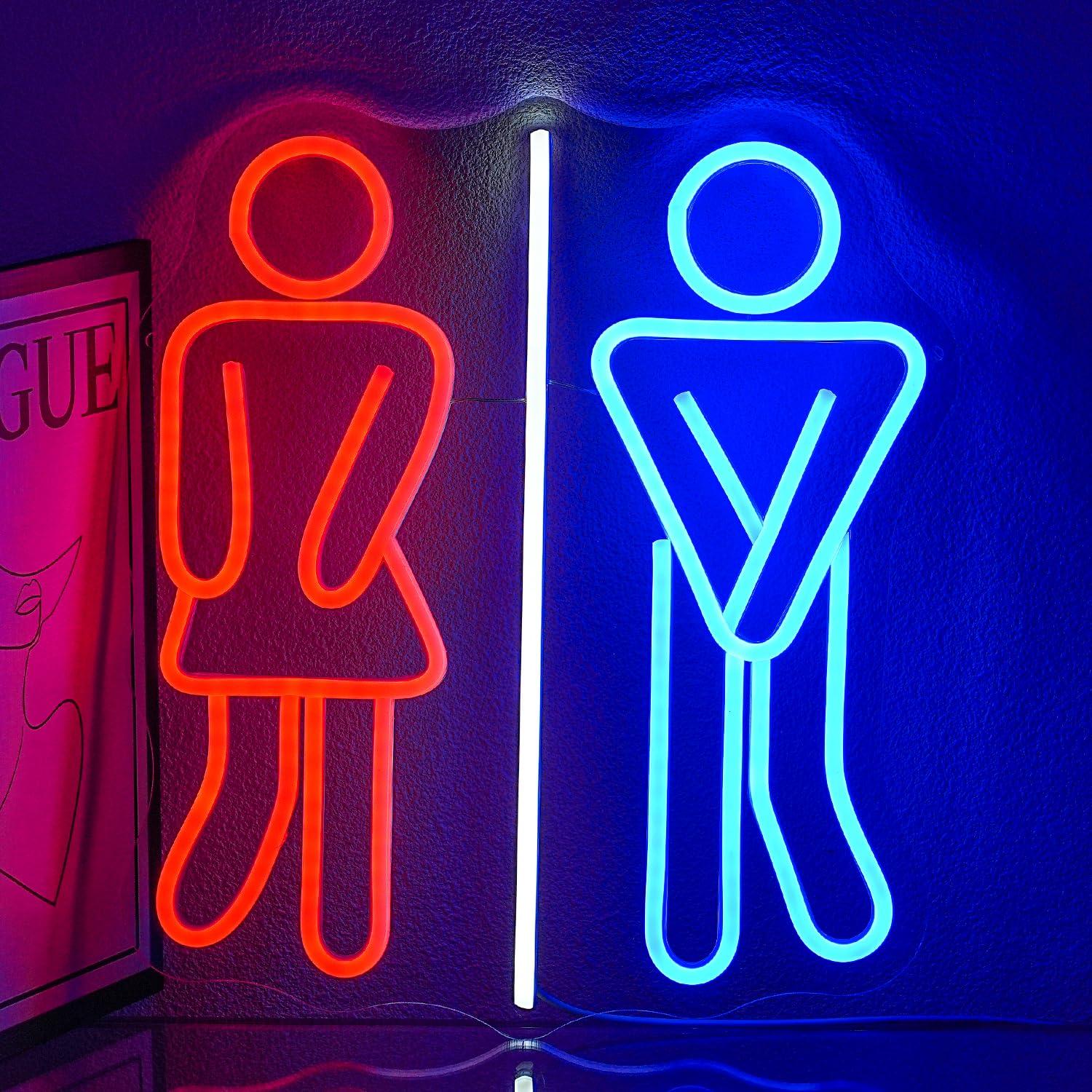 Wall Decor Lighting - Restroom Neon Signs Toilets USB Dimmable