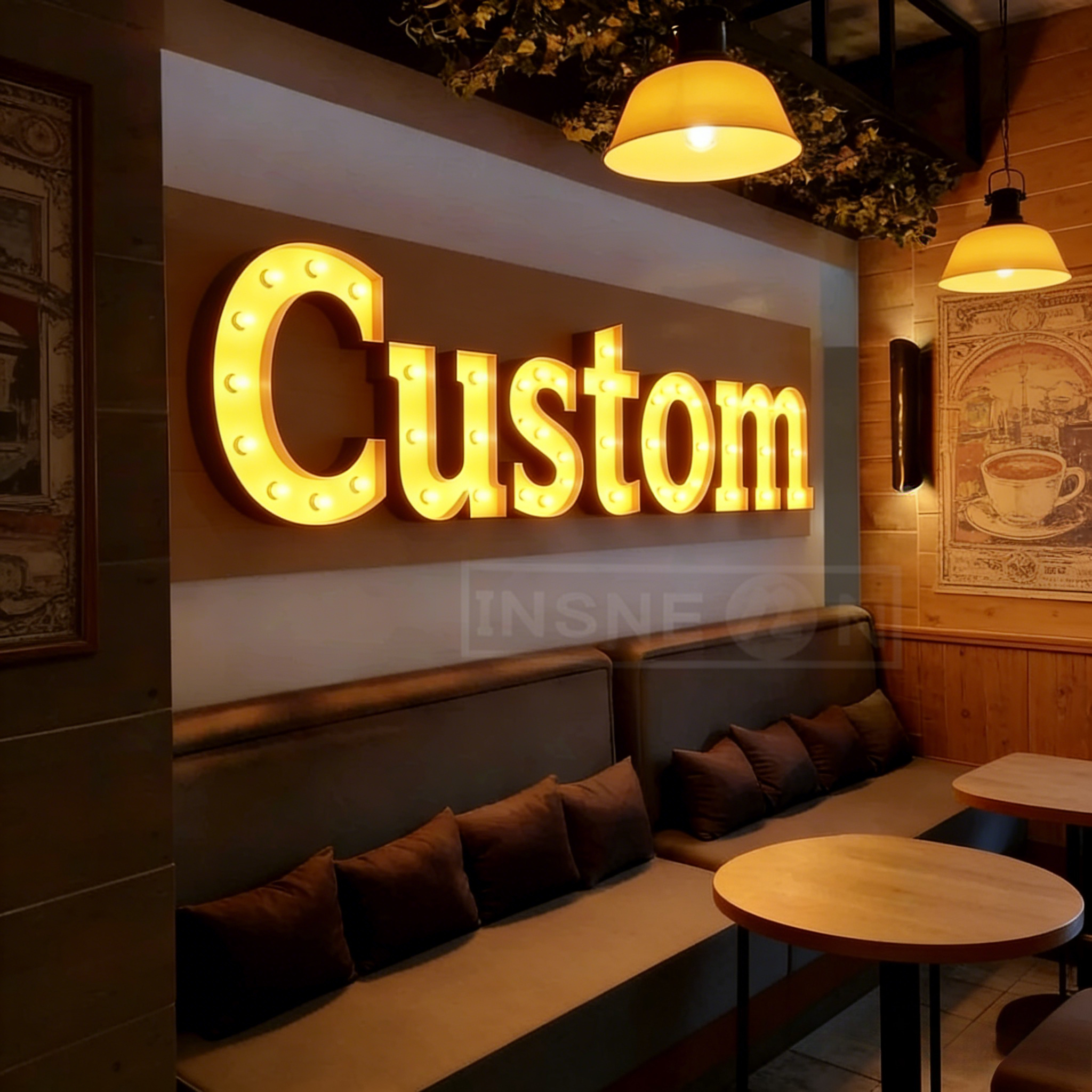 Vintage Lighting Decor - Custom Metal Bulb Letters Light Marquee