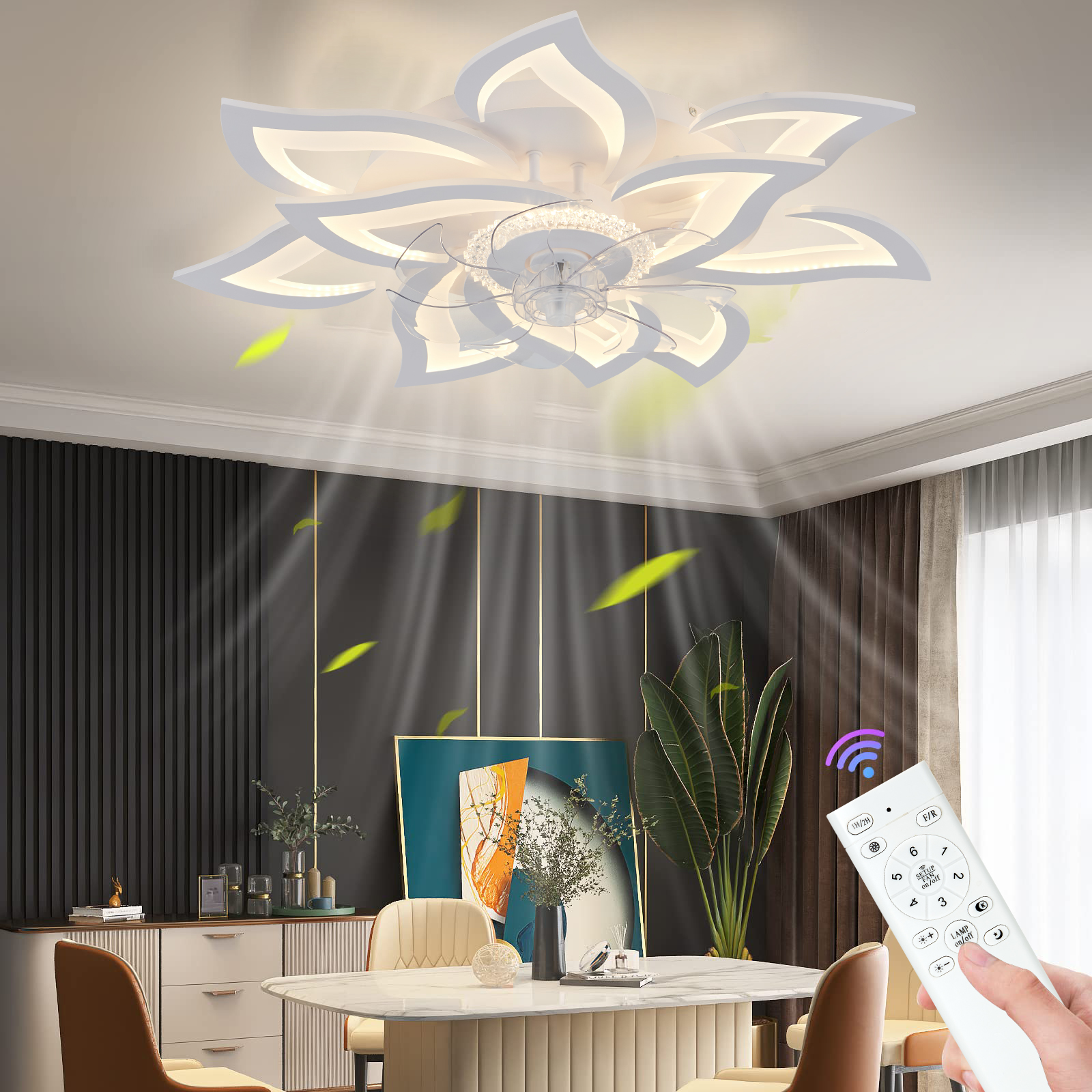 Decor Lighting Fans - Nordic Flush Mount Ceiling Fan with