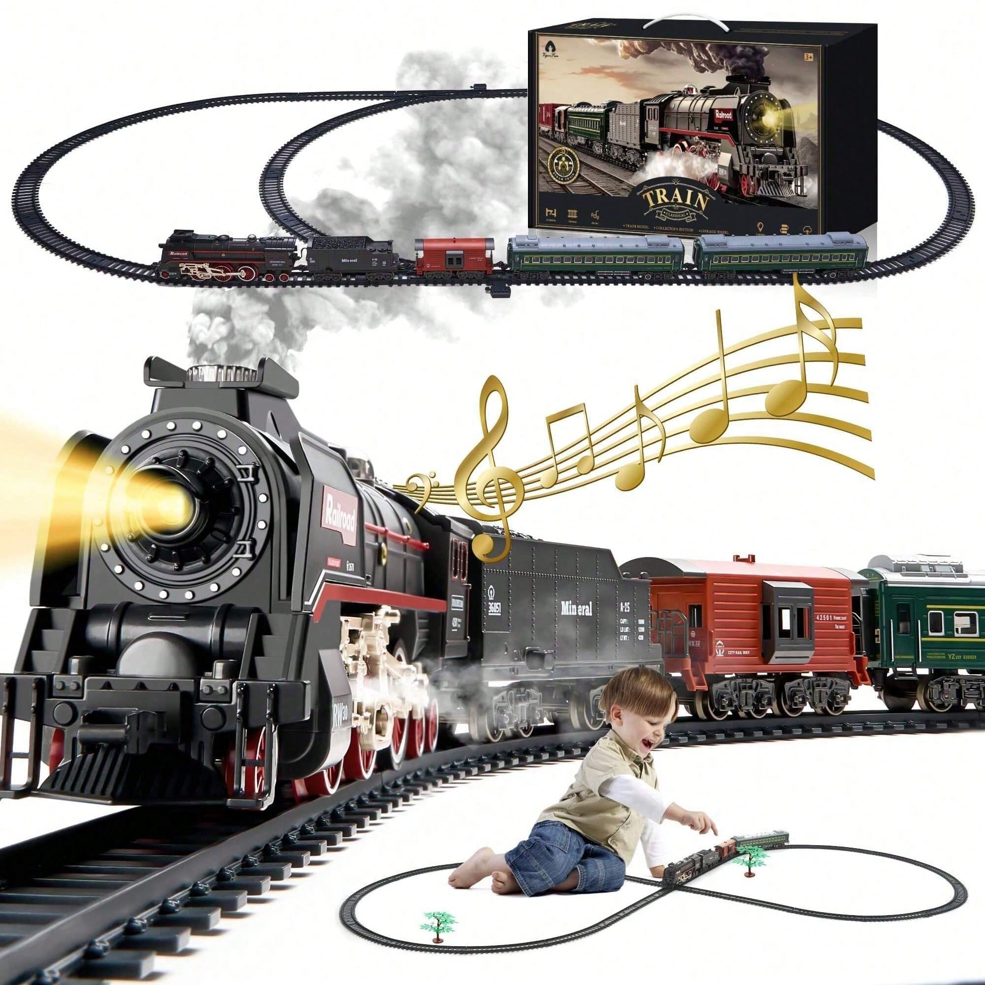Lighting Tree Decor - Luxury Electric Train Set with Smoke