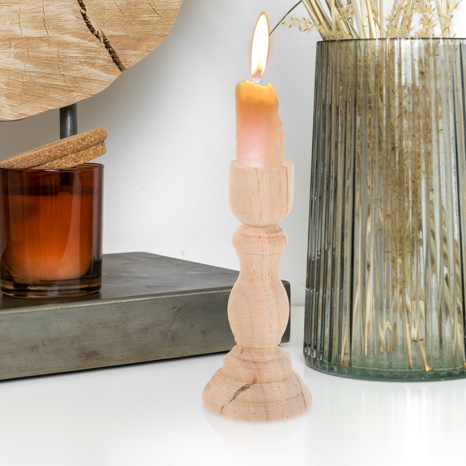 2Pcs Wood Pillar Stand Rustic  - огляд і ціна Vintage Lighting Decor