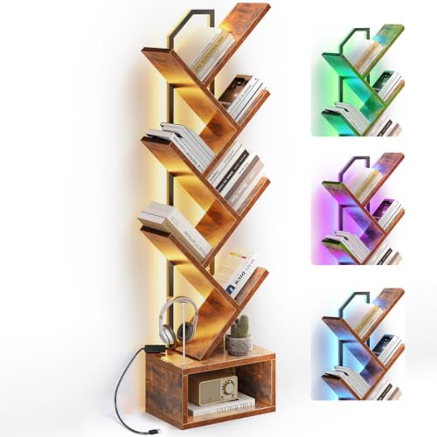 Tree Bookshelf with LED Lights - огляд і ціна Lighting Tree Decor