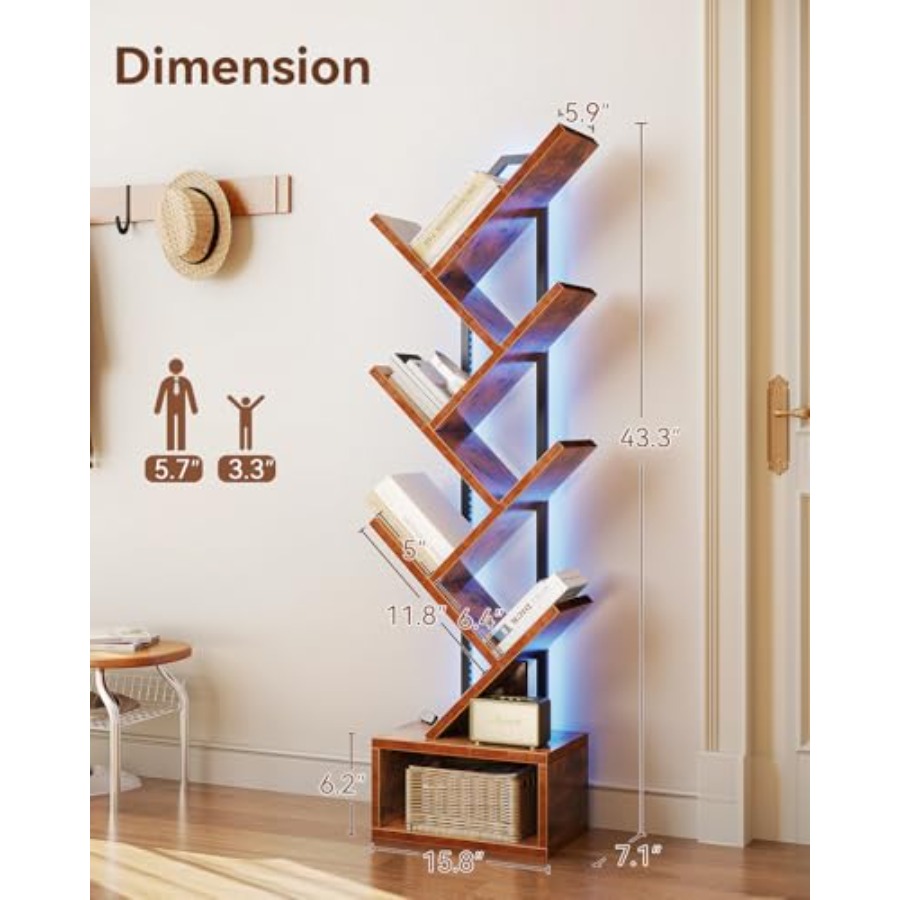 Tree Bookshelf with LED Lights - огляд і ціна Lighting Tree Decor