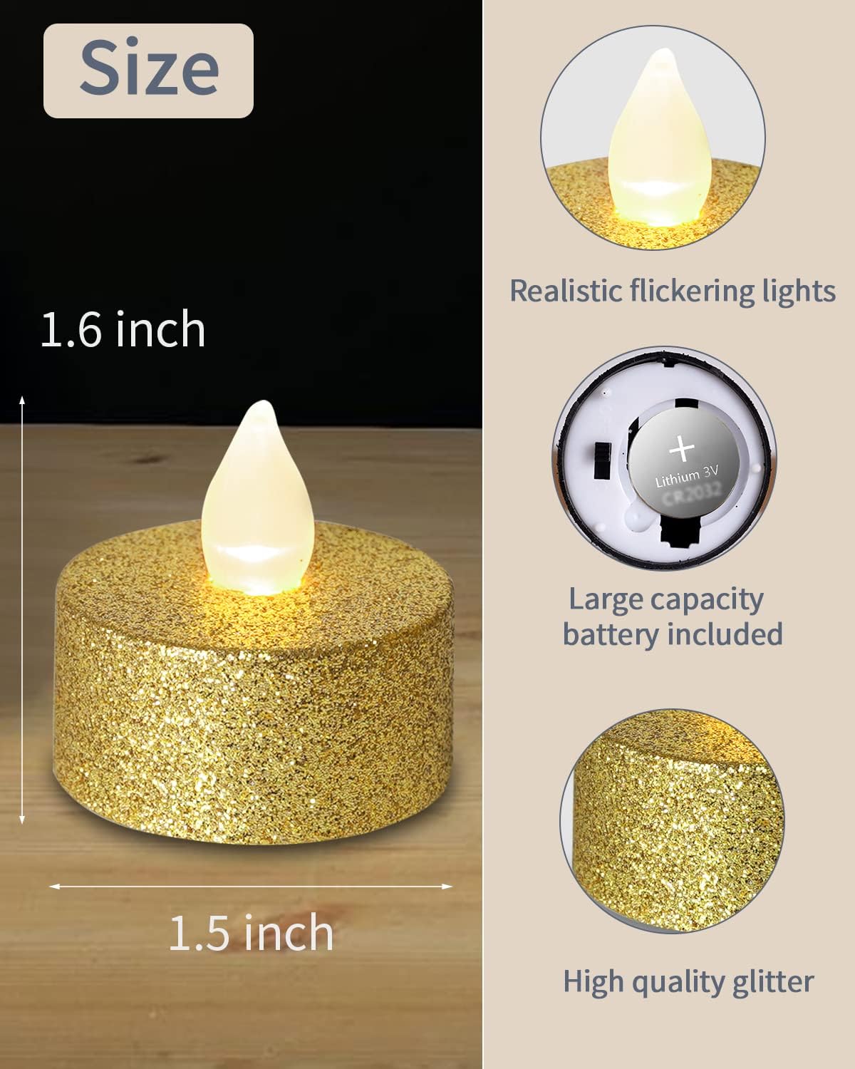 Gold LED Tea Lights, 24 Pack F - огляд і ціна Lighting Home Decor Products
