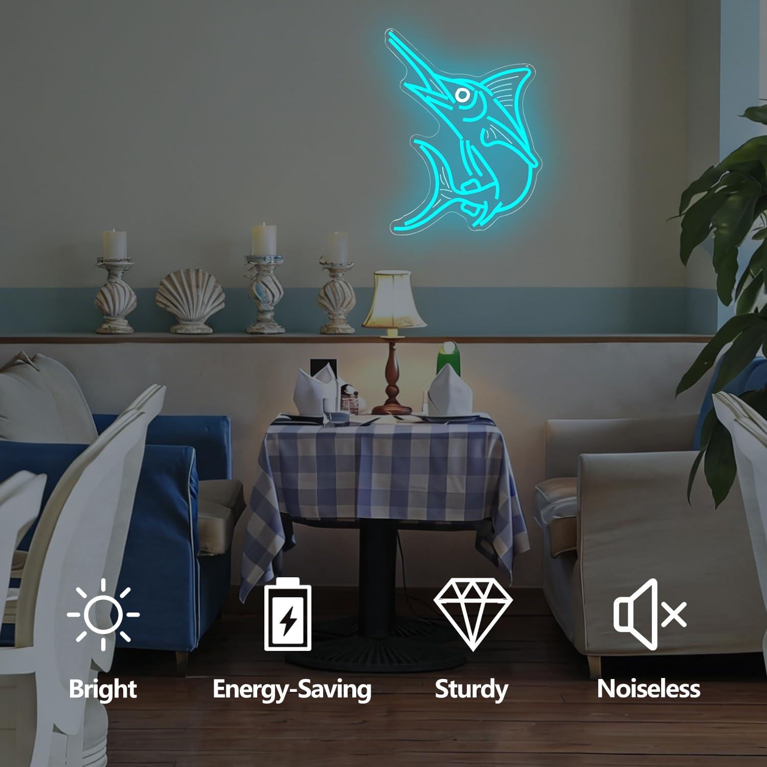 Marlin Fish Neon Sign Deep Sea - огляд і ціна Wall Decor Lighting