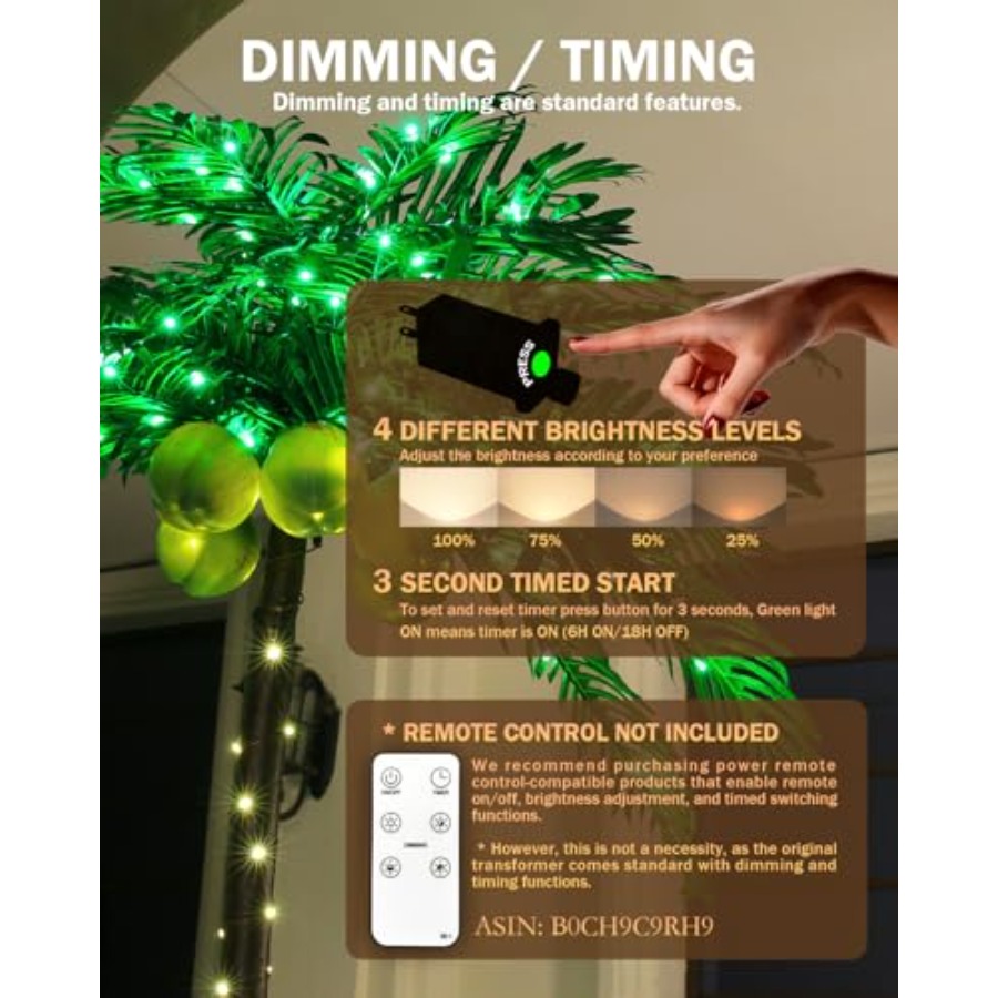 7ft Lighted Palm Tree with 208 - огляд і ціна Lighting Tree Decor