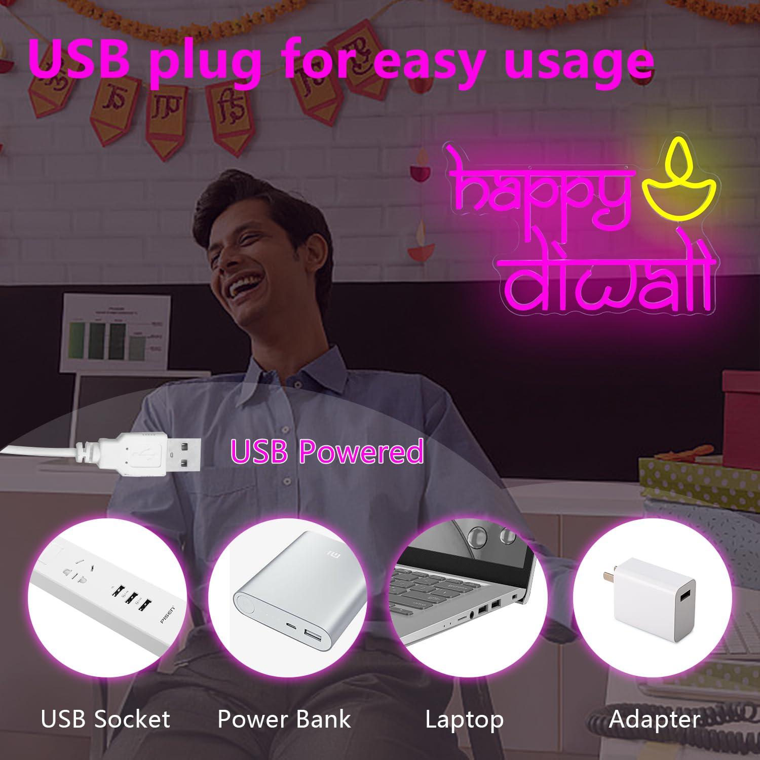 Happy Diwali Neon Sign USB Pow - огляд і ціна Wall Decor Lighting