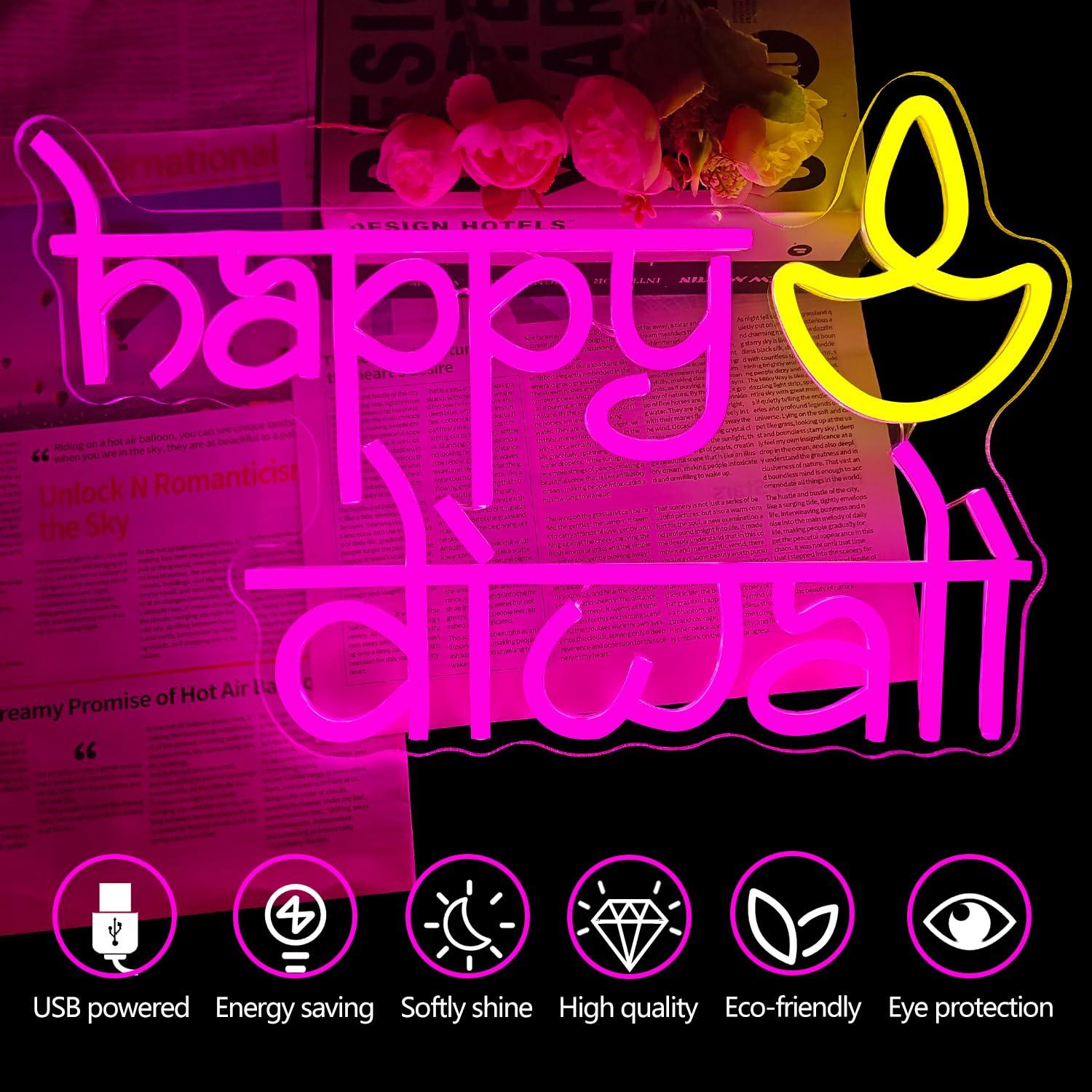 Happy Diwali Neon Sign USB Pow - огляд і ціна Wall Decor Lighting