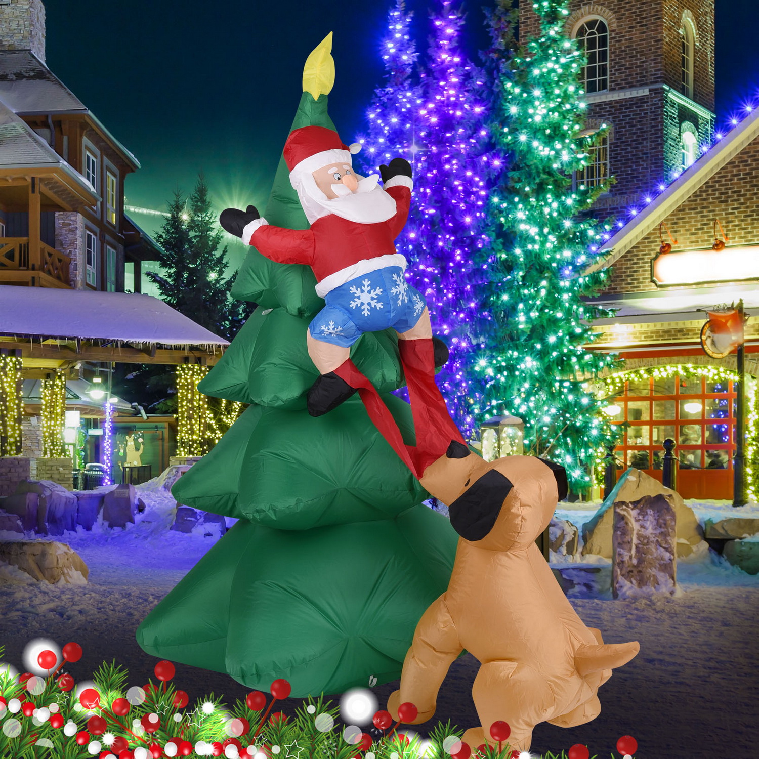 Christmas Inflatable Dog  w/Sa - огляд і ціна Lighting Tree Decor
