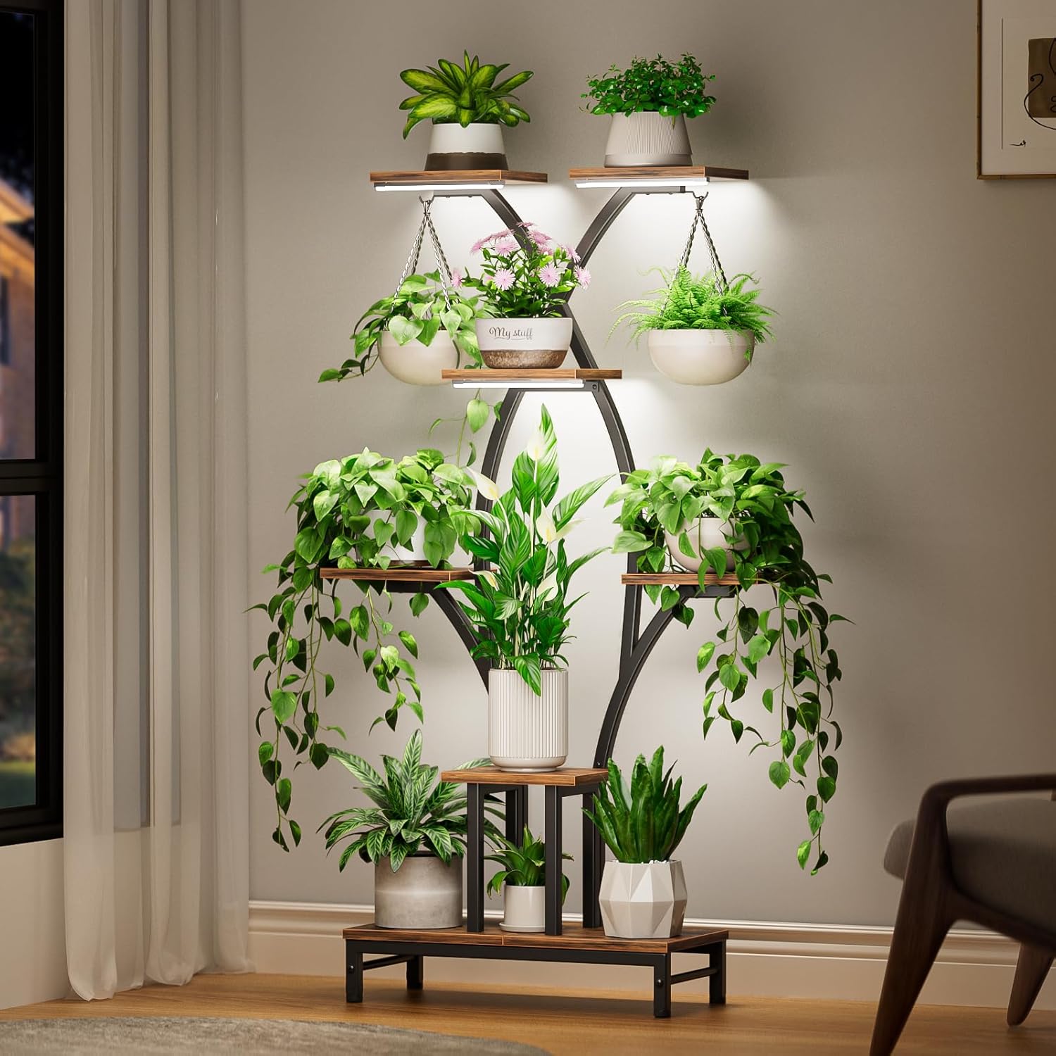 7-Tier Corner Plant Stand with - огляд і ціна Lighting Home Decor Products