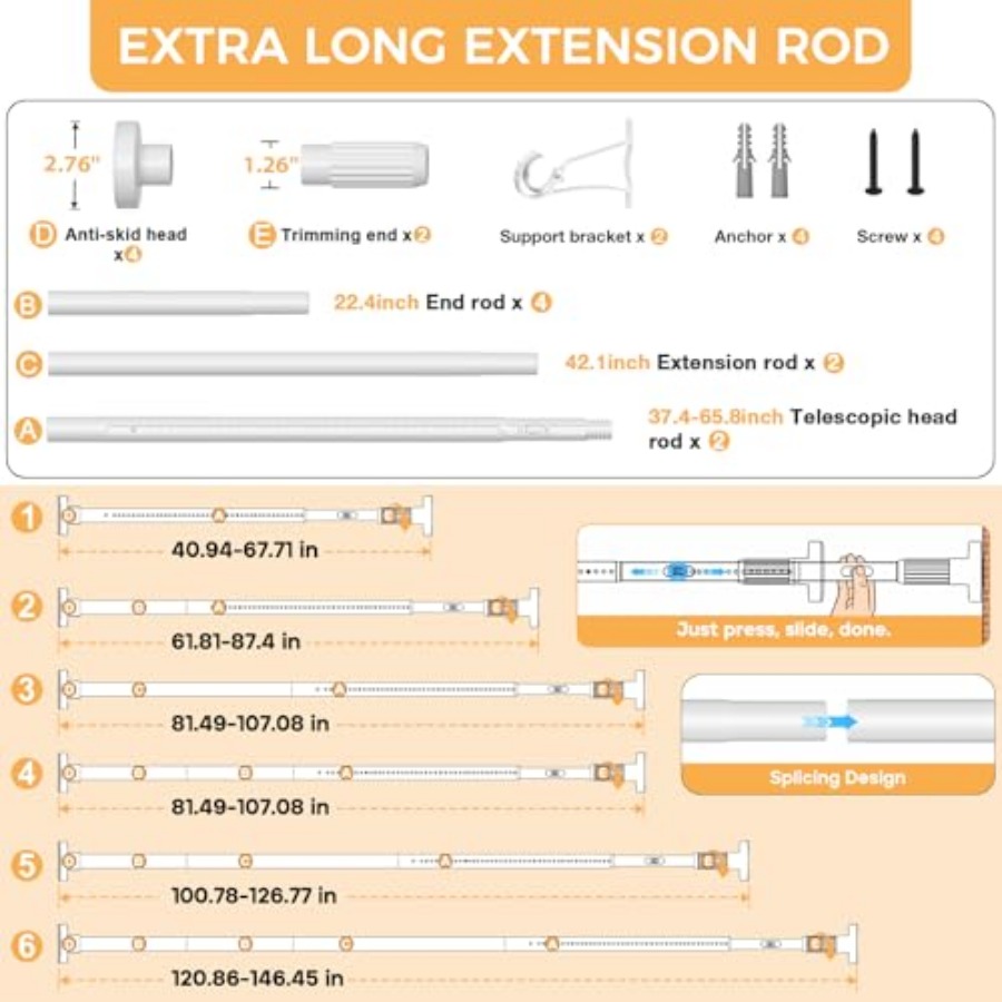 2 Pack Long Tension Curtain Ro - огляд і ціна Decor Lighting Pack