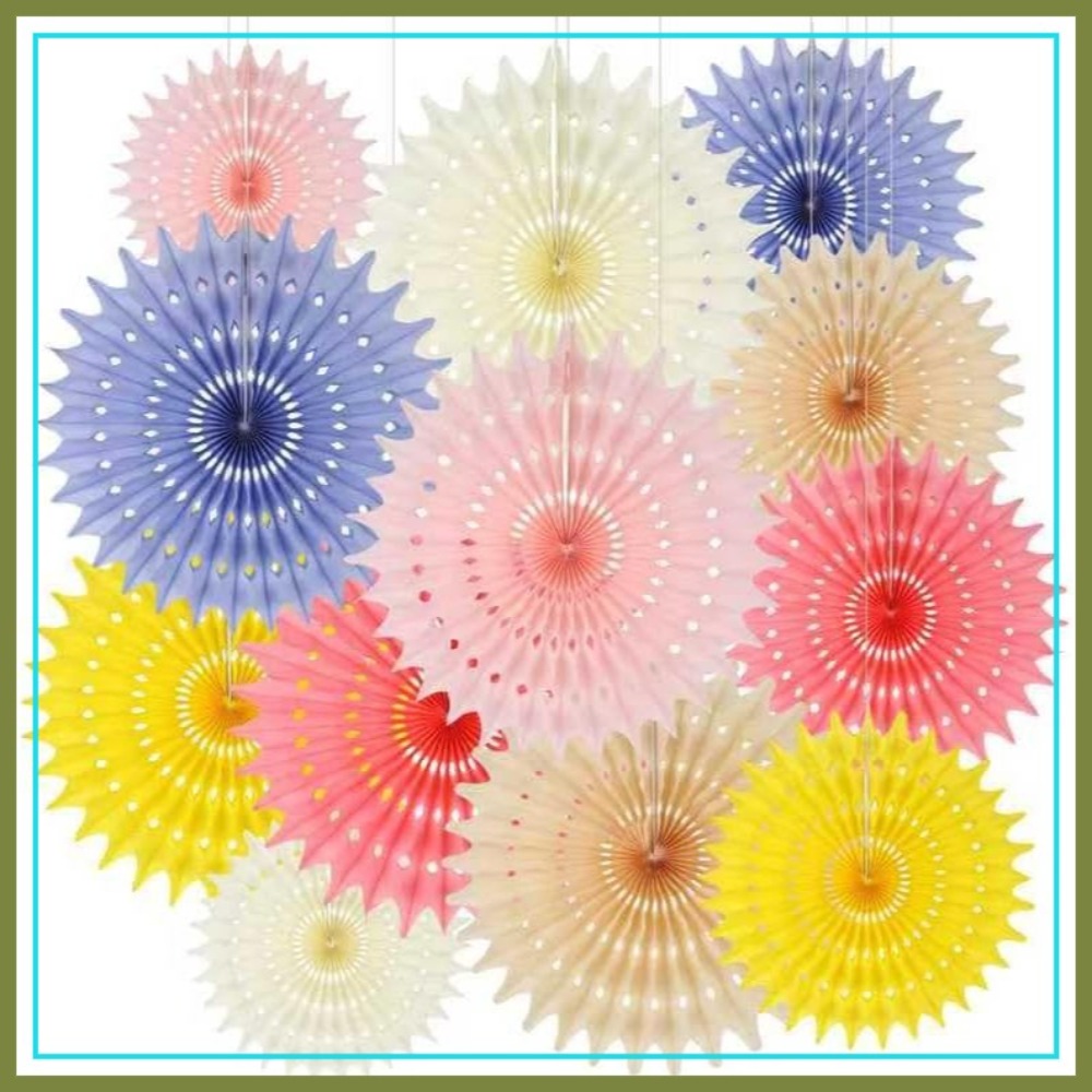 12PCS Light Color Paper Fans T - огляд і ціна Decor Lighting Fans