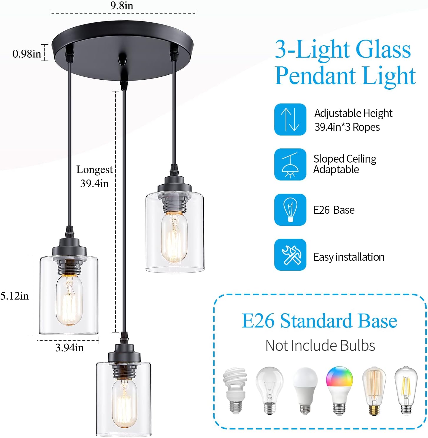 3-Light Pendant Lighting with  - огляд і ціна Pendant Light Shade