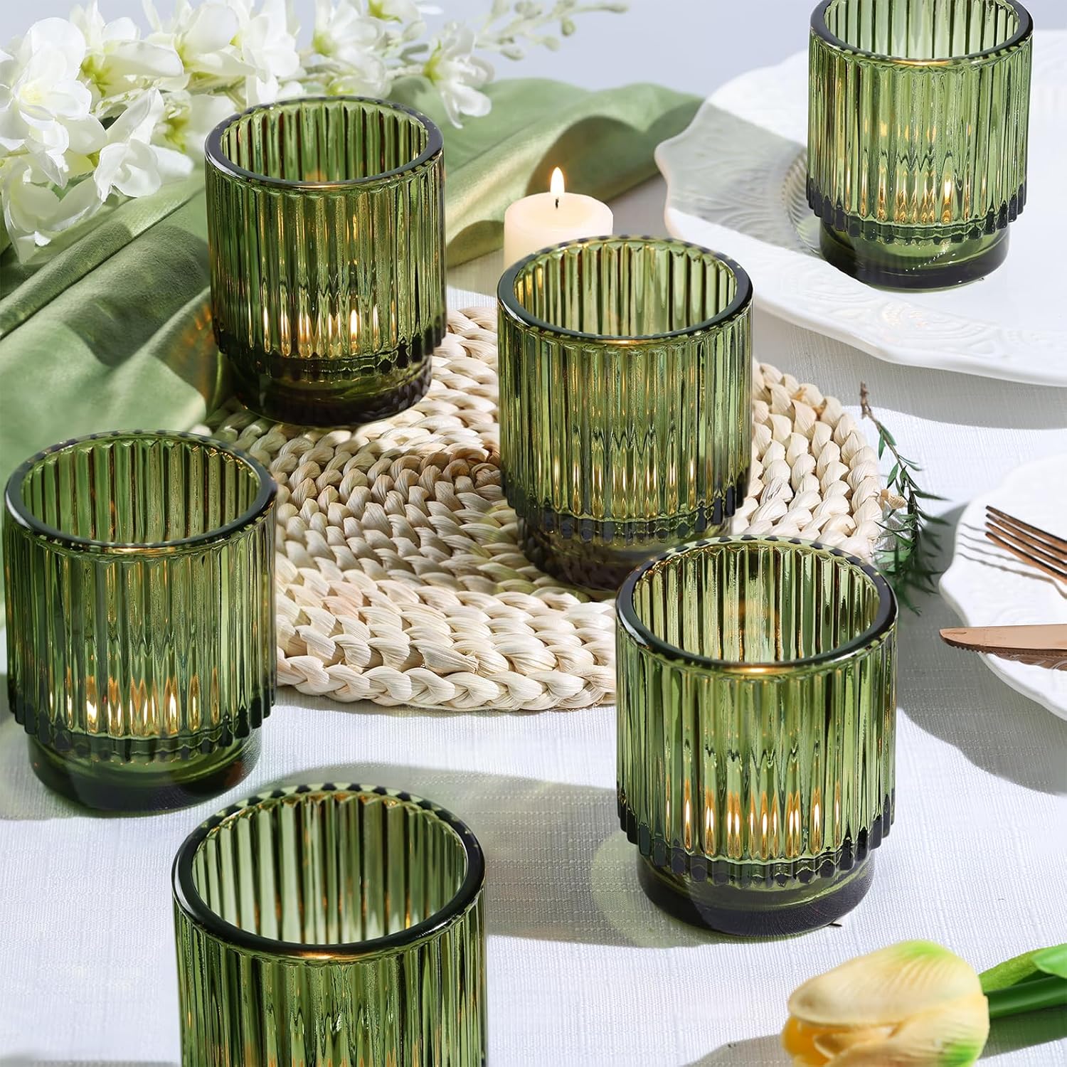 8pcs Green Votive Candle Holde - огляд і ціна Lighting Decor For Wedding