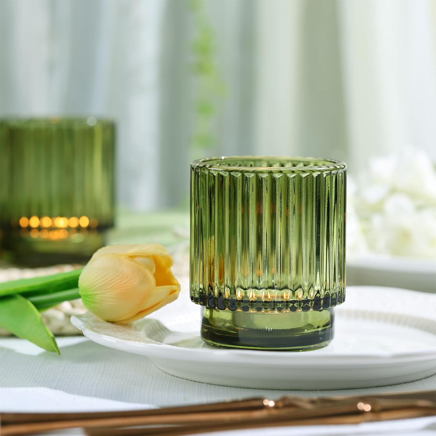 8pcs Green Votive Candle Holde - огляд і ціна Lighting Decor For Wedding