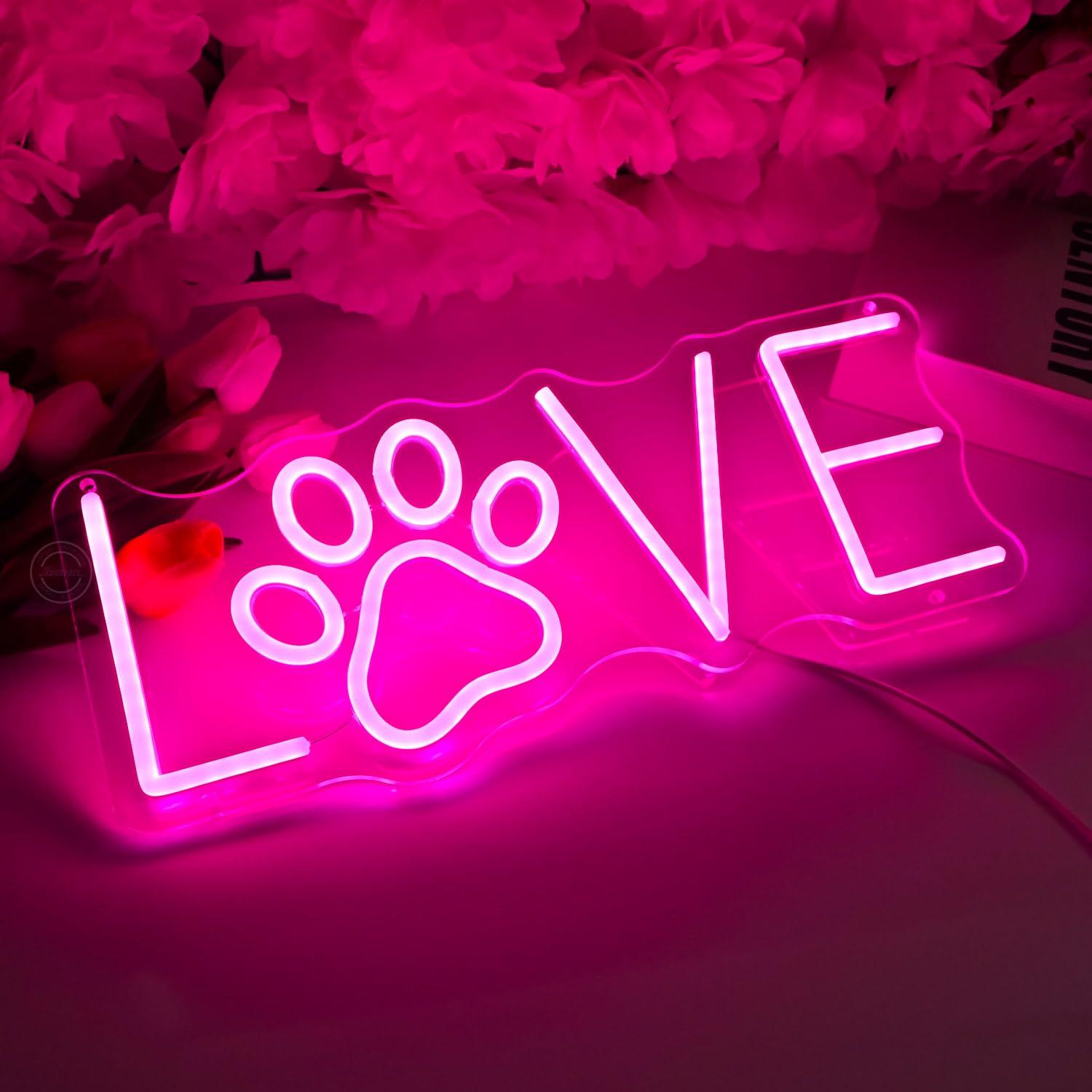 Love Paw Neon Sign USB Dimmabl - огляд і ціна Wall Decor Lighting
