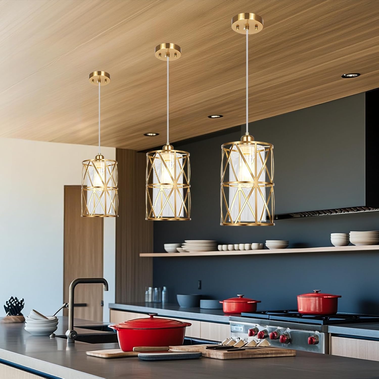 Brushed Gold Pendant Light, 7