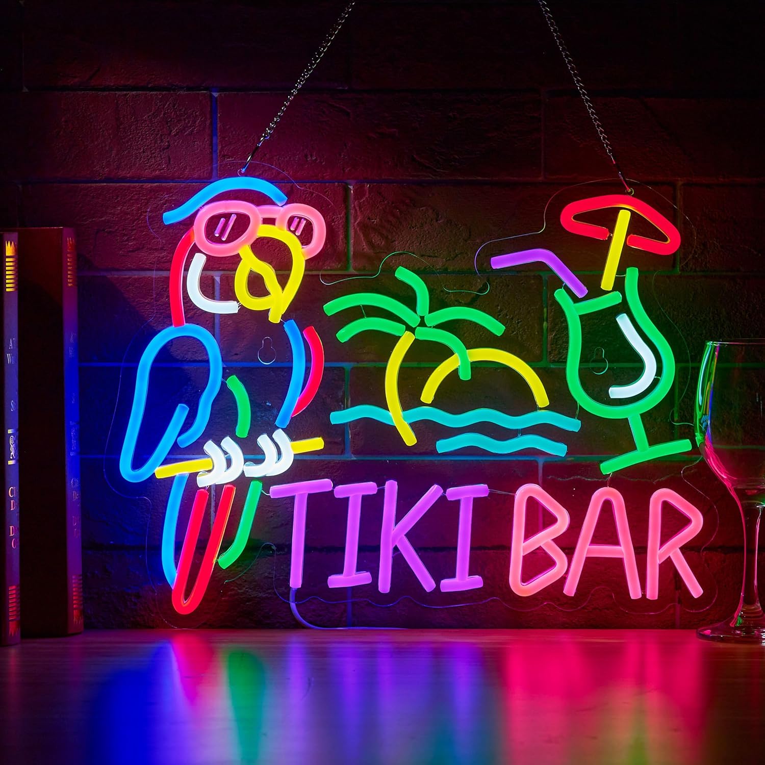 Tiki Bar Parrot Palm Tree Neon - огляд і ціна Wall Decor Lighting