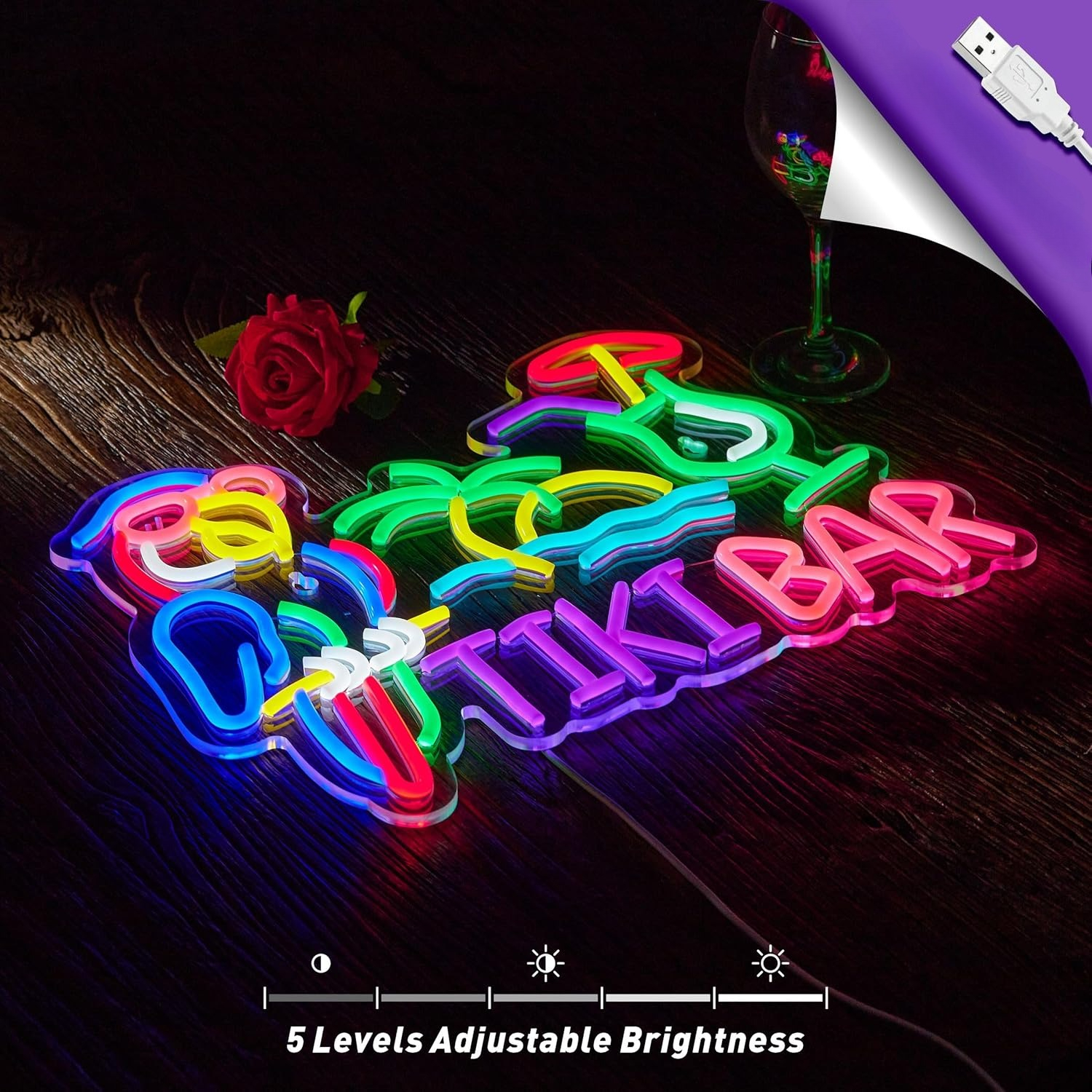 Tiki Bar Parrot Palm Tree Neon - огляд і ціна Wall Decor Lighting
