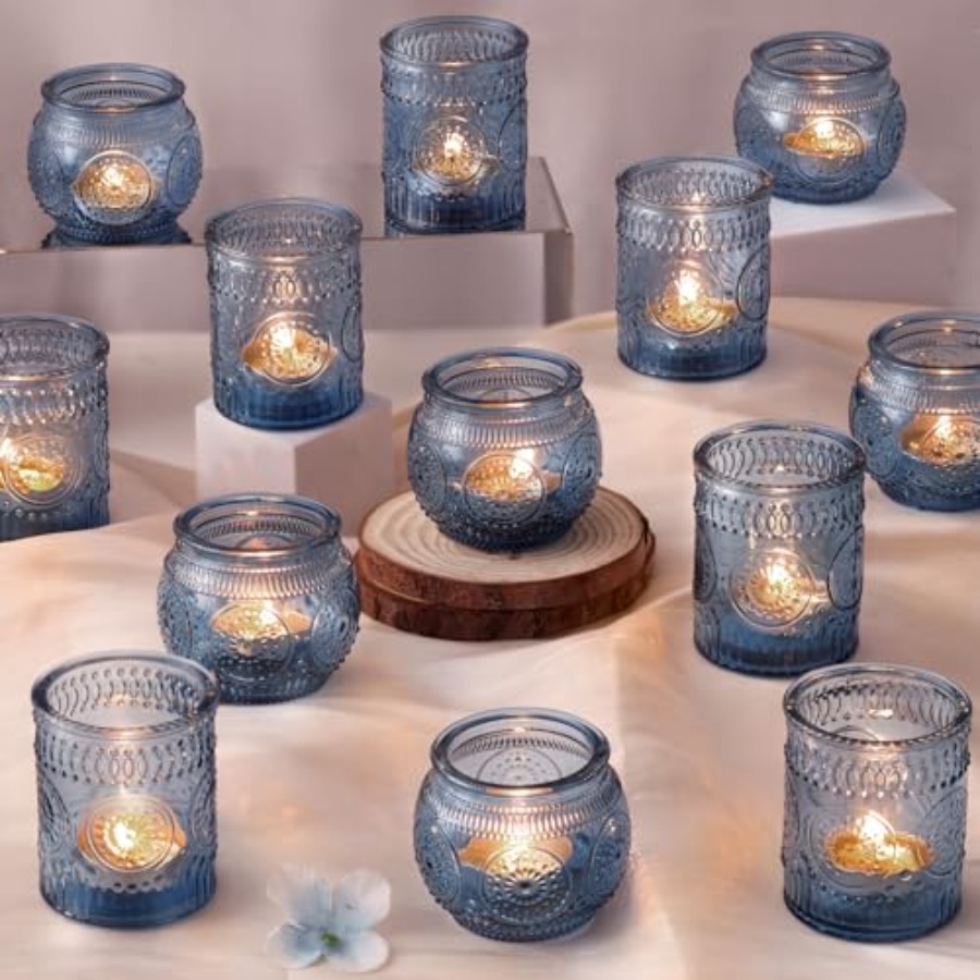 24Pcs Blue Votive Candle Holde - огляд і ціна Lighting Decor For Wedding