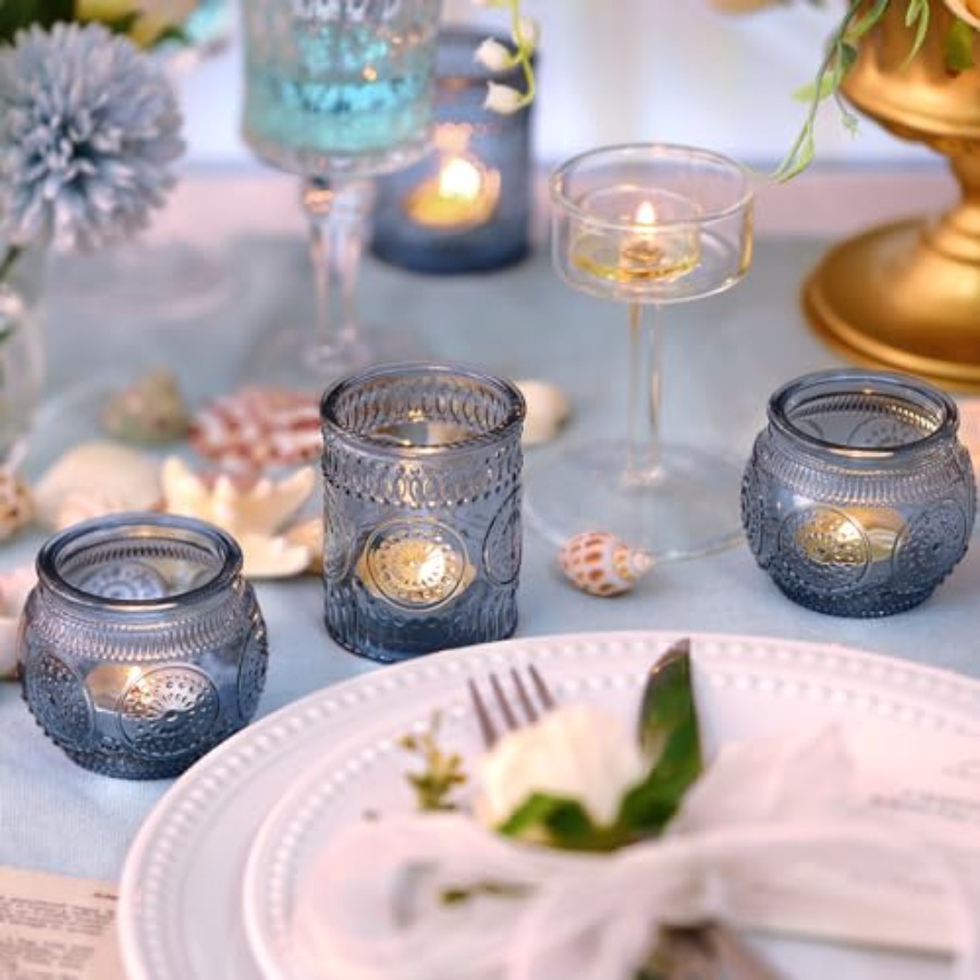 24Pcs Blue Votive Candle Holde - огляд і ціна Lighting Decor For Wedding