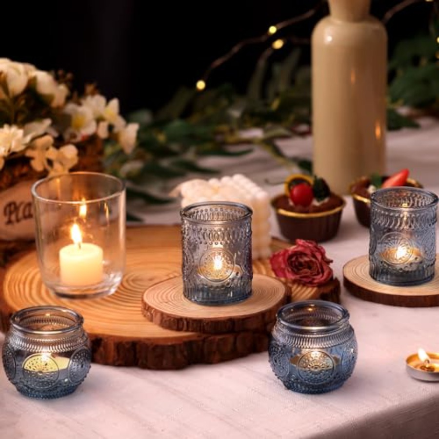 24Pcs Blue Votive Candle Holde - огляд і ціна Lighting Decor For Wedding
