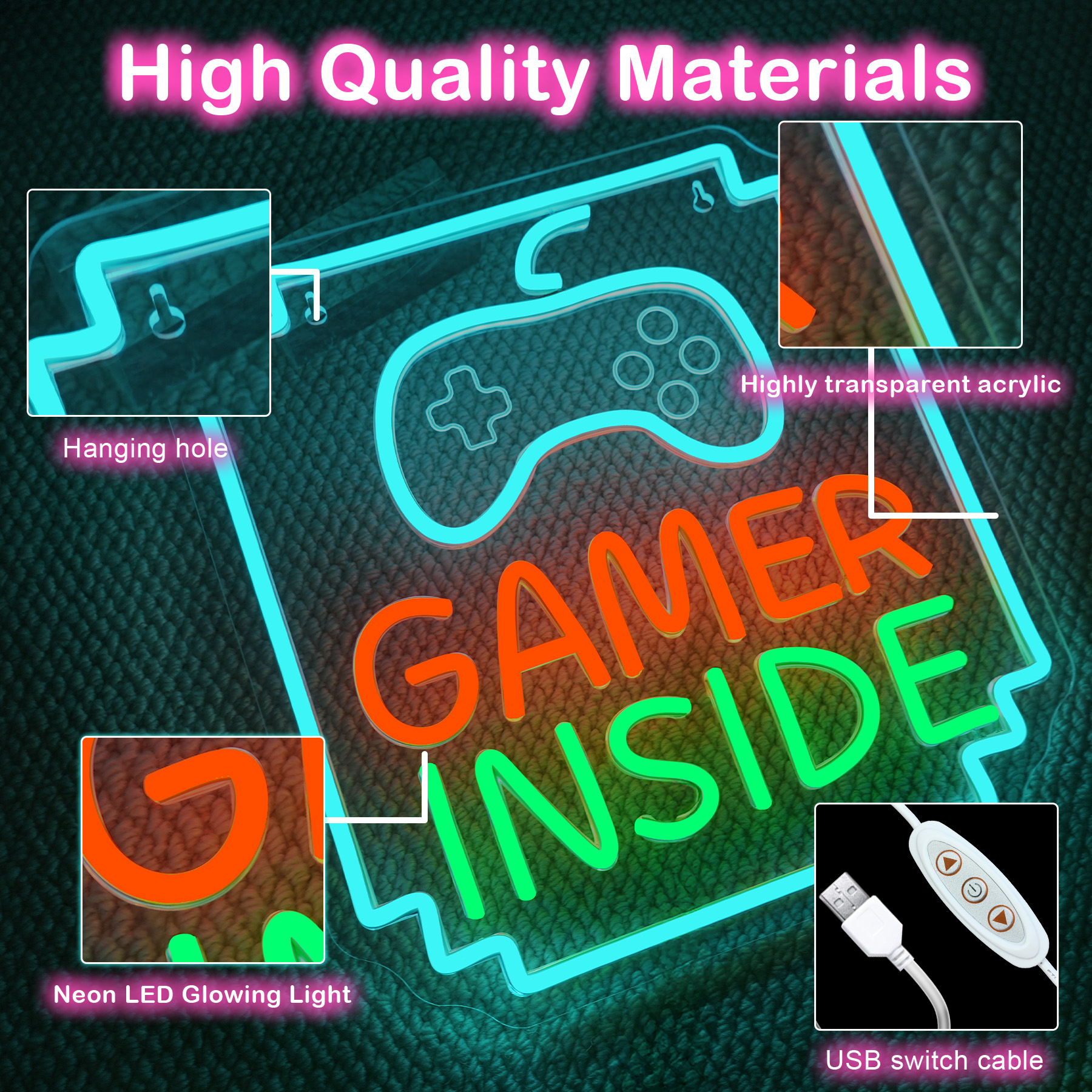 Gamer Inside Neon Sign Dimmabl - огляд і ціна Bedroom Lighting Decor Ideas