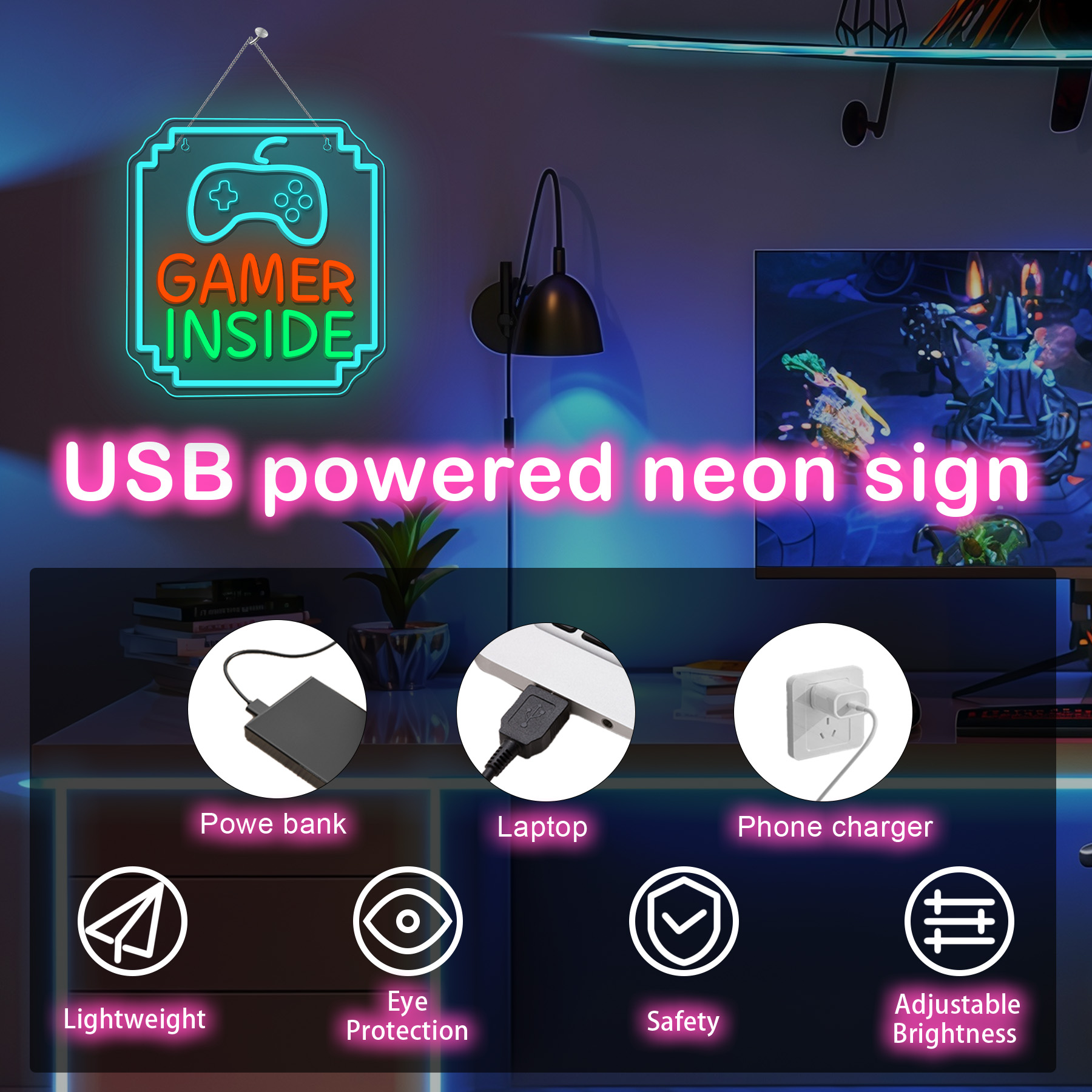 Gamer Inside Neon Sign Dimmabl - огляд і ціна Bedroom Lighting Decor Ideas