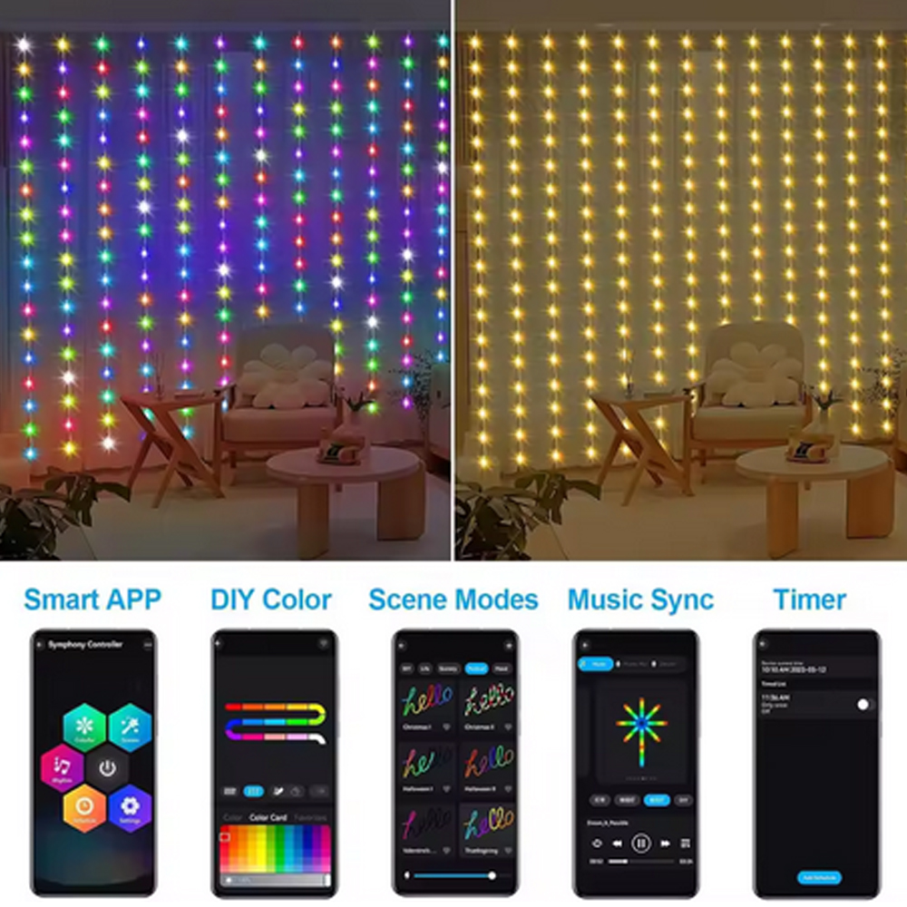 3M RGB Smart LED Curtain Light - огляд і ціна Outdoor Lighting Wedding Decor